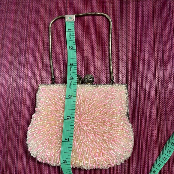 Vintage Micro Glass Beaded Pink Starburst Purse - Picture 12 of 14